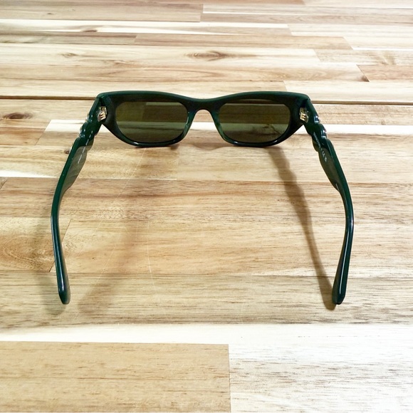 Swarovski Dark Emerald Green Crystal Arm Embellished Rectangular Sunglasses NEW - Picture 9 of 13